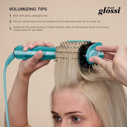 Shark Glossi 2-in-1 Hot Tool & Air Glosser with Ceramic Heat Control for Fast, Glossy Blowouts – Jewel Teal HT302TL