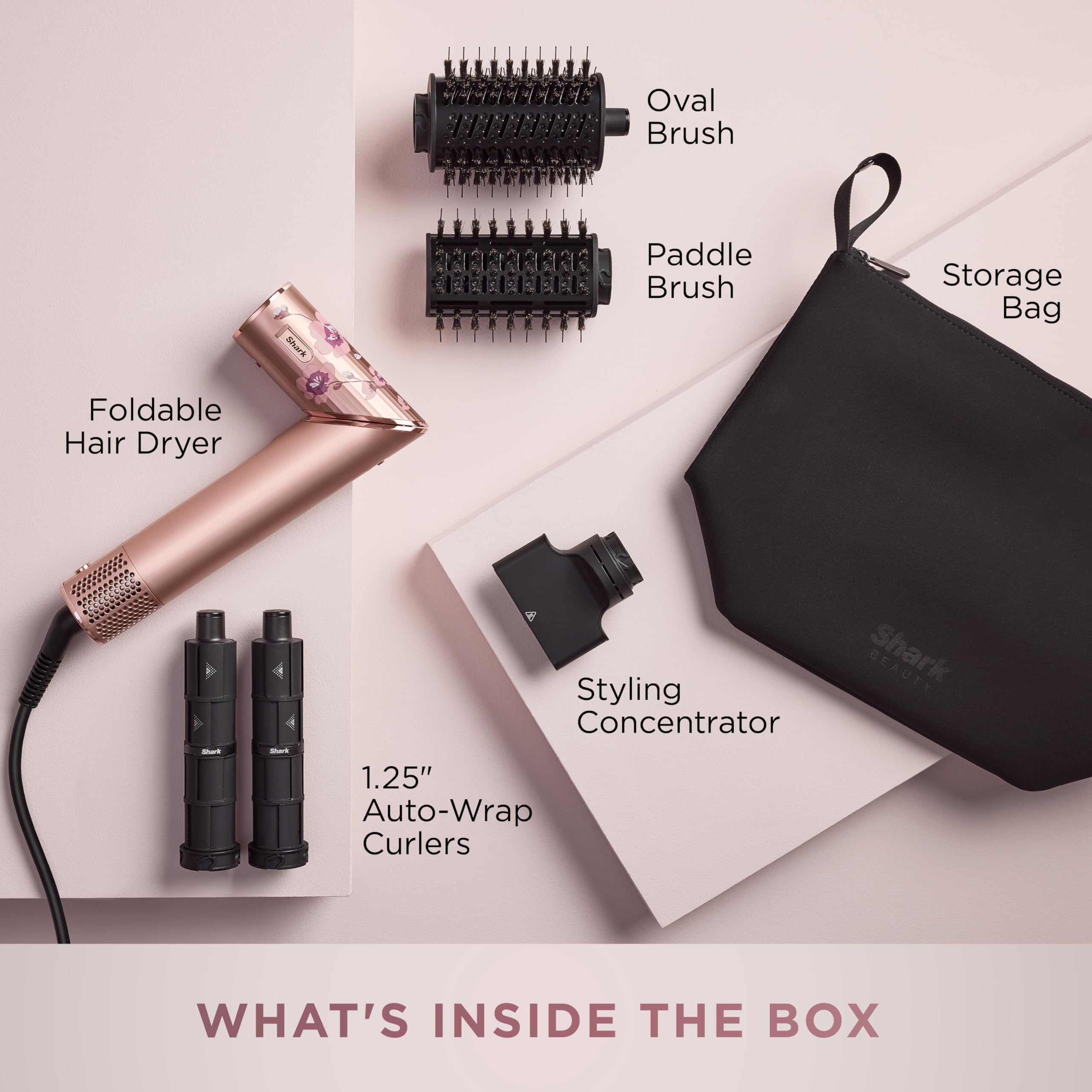 Shark FlexStyle Air Styling & Drying System with Auto-Wrap Curlers, Dryer Brush, Concentrator & Storage Bag – Blossom Bliss HD432RS